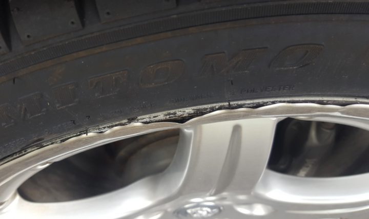 damaged tire wheel